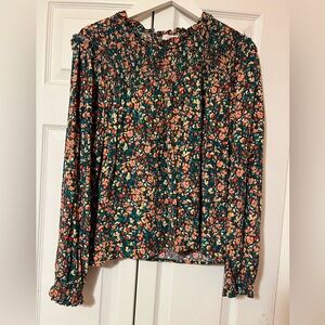 J. Crew Floral Smocked Blouse